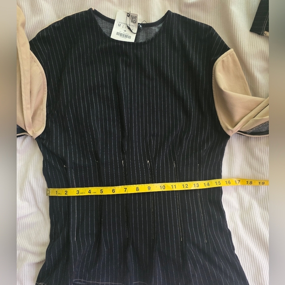 Zara Set Striped Sweatshirt Mixed Stripped + Pants Black/Sand size M BNWT - Picture 6 of 16